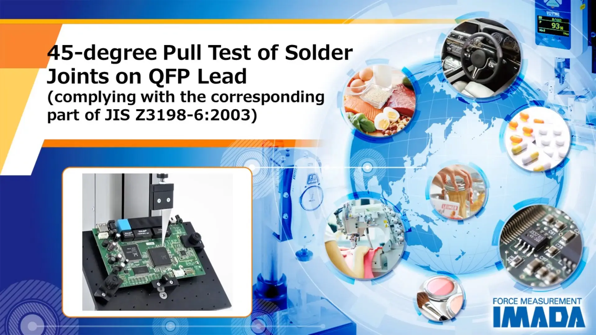 45-degree Pull Test of Solder Joints on QFP Lead (complies with the corresponding part of JIS Z3198-6: 2003)